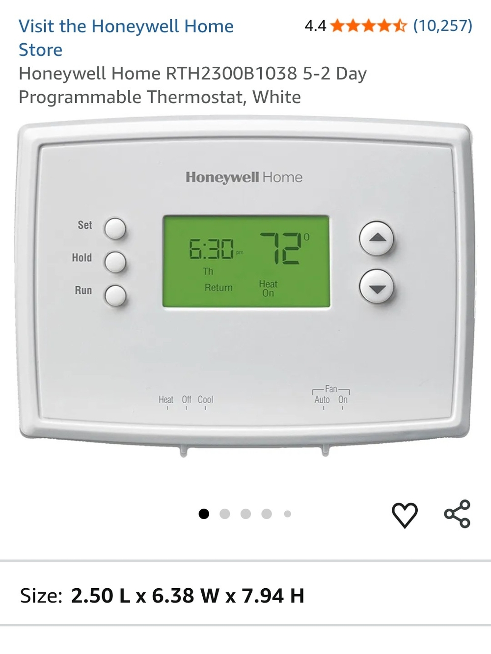 Honeywell Home White Programmable Thermostat - 5-2 Day
